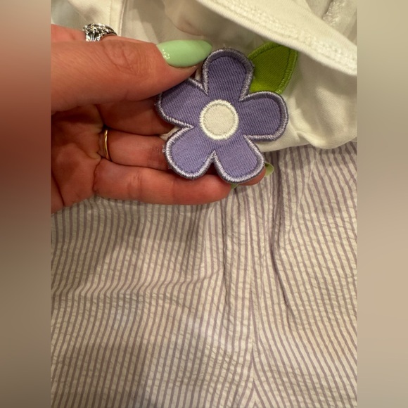 Florence Eiseman Girl’s Summer Two Piece Set Shorts Purple Flower Appliqué - Picture 5 of 5